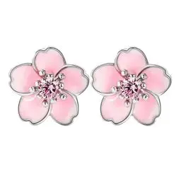 Produktbild: Ohrringe Ohrstecker Kirschblüte Ohrringe Blumen Ohrringe Pink Damen Sterlingsilber Ohrstecker 925 Sterling Silber Ohrringe Für Damen Mädchen