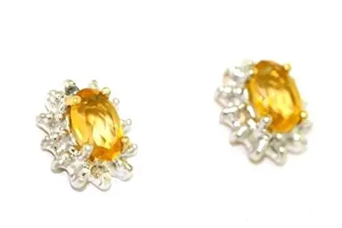 Produktbild: Ohrringe mit Geburtsstein November, Citrin/Gelbtopas, 14 Karat Gelbgold oder 14 Karat Weißgold