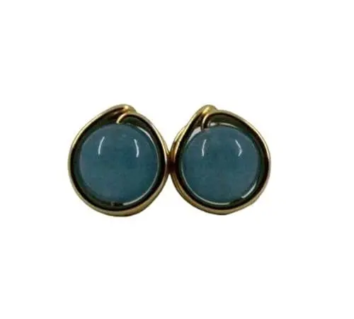 Produktbild: Ohrstecker STELLA vergoldet Edelstein (Jade Aquamarin gefärbt)
