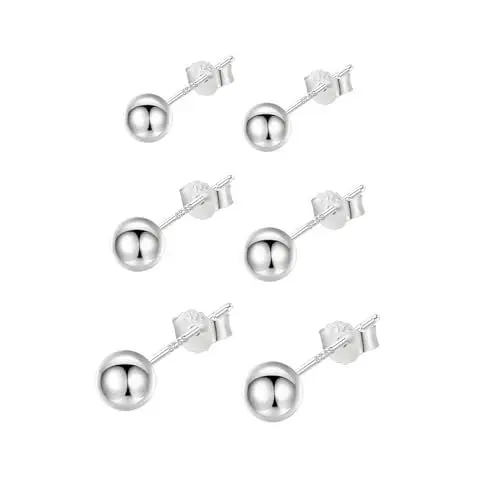 Produktbild: Ohrstecker Silber 925 Ohrringe für Damen Herren Kugel Ohrstecker