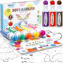 Produktbild: Ohuhu Auswaschbar Bingo Dabbers, 8 Farben Dot Marker für Kleinkinder (40 ml) mit einem leeren 30 Seiten Kinder Activity Book für Vorschule ungiftig Wasser-basierte Punkt-Kunstmarker