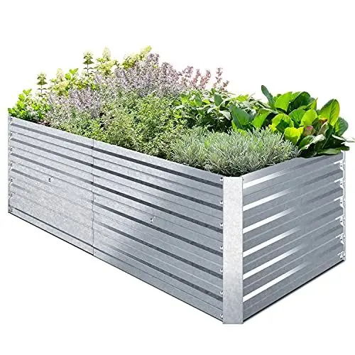 Produktbild: Ohuhu Hochbeet Metall Pflanzenbeet 180x90x60cm, Wetterfestes Stahlblech Hochbeet für Gemüse Erhöhte Extragroße, Gemüsebeet Pflanzkasten Frühbeet Gartenbeet Pflanzkübel Blumenkasten für Garten