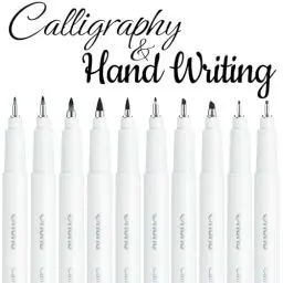 Produktbild: Ohuhu Kalligraphie Stifte 10er Set Handlettering Stifte Schwarz Pinsel & Meißel Feine Spitzen 10 Größen für Anfänger Künstler Handschrift Kartengestaltung Skizzieren Zeichnung Bullet Journal
