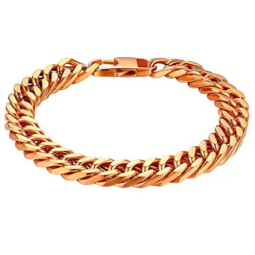 Produktbild: OIDEA Herren Edelsathl Fahrradkette Armband, 13mm Breit Biker Glieder Link Handgelenk poliert Panzerkette Kettenarmband Biker Motorradkette, schwarz Silber Gold