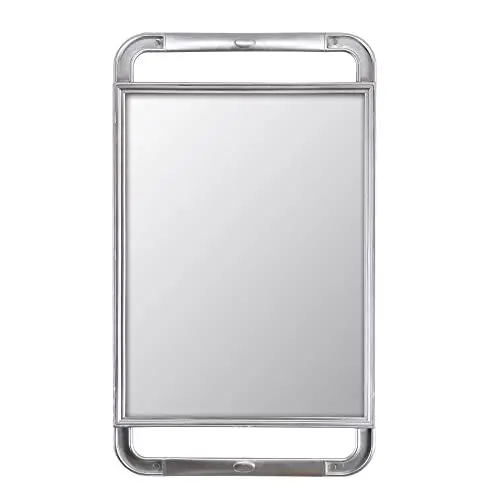 Produktbild: OIGUMR Großer Handspiegel mit Doppelgriffen, unzerbrechlicher Handspiegel für Friseursalons, Make-up oder Dusche, 40,6 x 24,1 cm, silberfarben