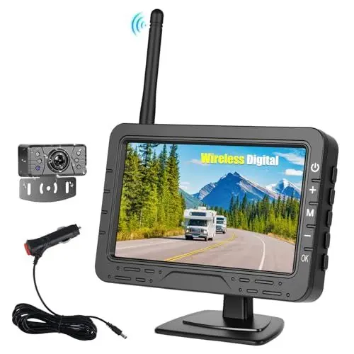 Produktbild: OiLiehu Kabellose Digitale Rückfahrkamera, IP68 Infrarot-Nachtsicht Kamera, 1080P Funk Rückfahrkamera Set mit 4,3