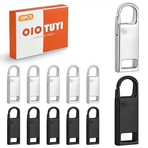 Produktbild: OioTuyi 10 Stück Reißverschluss Zipper Ersatz Set, Reisverschluss Reparatur Set für Jacken, Rucksäcke, Koffer, Reißverschlussanhänger