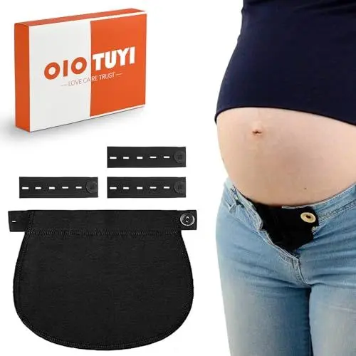 Produktbild: OioTuyi 4 Stück Hosenbunderweiterung Set - Hosenerweiterung mit Knopfverlängerung, Ideal bei Gewichtsschwankungen & Frühschwangerschaft