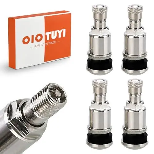 Produktbild: OioTuyi 4 Stück Universal Metallventile für Autoreifen, 11,3mm, Robust und Langlebig, mit Ventileinsatz, Silber