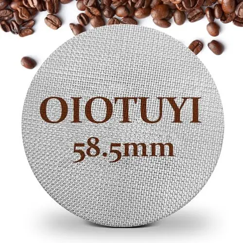 Produktbild: OioTuyi 58,5mm Puck Screen für Siebträger, Wiederverwendbarer Espresso-Sieb, Inkl. Acryl Aufbewahrungsbox, 1.7mm Dicke 150μm, Edelstahl 316