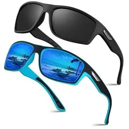 Produktbild: OJIRRU Sonnenbrille herren Polarisierte Sportfan Sonnenbrillen Damen UV400 Schutz zum Angeln Fahrrad Golfen Laufen（Schwarz&Blau）