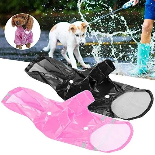 Produktbild: OKAT Haustier-Regenponcho, 2 Stück atmungsaktive, Bequeme Regenjacke, leicht für mittelgroße Hunde für Welpen(Black+pink, XL)