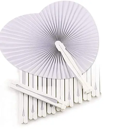 Produktbild: Okaytec 36 Fächer-Hochzeit Handfächer Papierfächer Herzform Weiß Papier Fächer faltbar für Gastgeschenk Hochzeit Bevorzugung Party