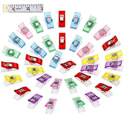 Produktbild: Okaytec 60 Stoffklammern Wonder Clips Mehrfarbig Stoffe zum Nähen Zubehöre Nähzubehör Set - Klammern aus Kunststoff Patchwork Buckle Multi- Nähklammern Kurzwaren für Quilting Clips,Häkeln