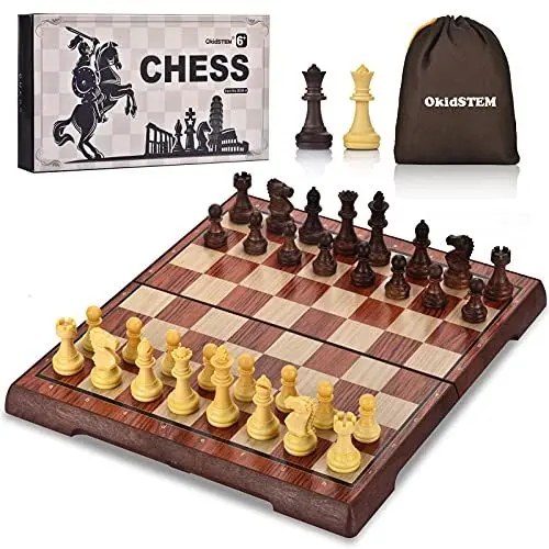 Produktbild: OkidSTEM Magnetisch Schachspiel Brettspiel Set mit Klappbrett Schach Reisespiele für Kinder und Erwachsene