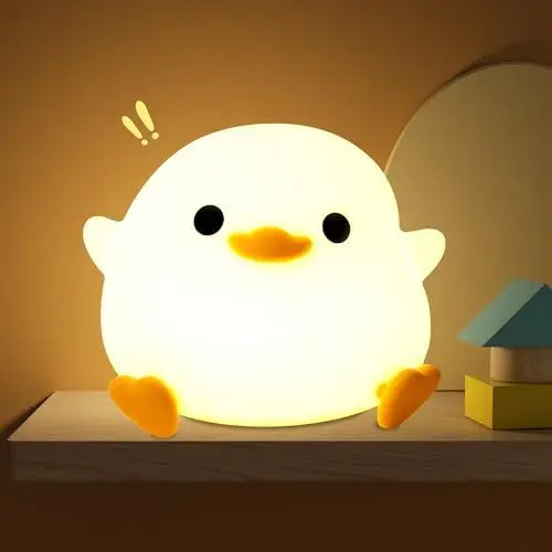 Produktbild: OkiyiD Ente Nachtlicht, Dodo niedliche Ente Geschenke für Mädchen, Entenlampe Geschenke Nachttischlampe für Kinderzimmer, ABS+SIL, Touch-Steuerung, tragbar und wiederaufladbar, dimmbar