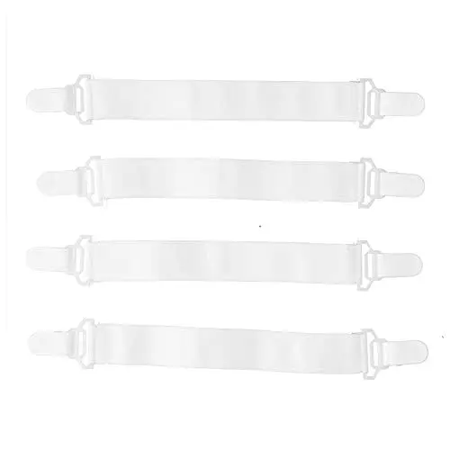 Produktbild: OKJHFD Bettbänder, Bettlaken-Clips, 4 Stück, Bettlaken-Greifer, verstellbare elastische Bänder, Befestigungsklammern, Halter, Matratzenbefestigungen für Spannbettlaken