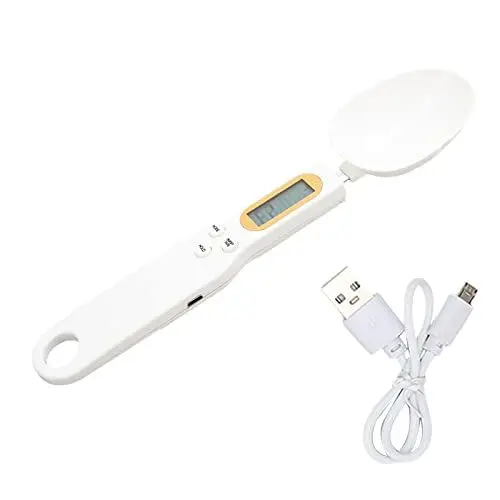 Produktbild: OKJHFD Digitale Löffelwaage, multifunktional, hohe Genauigkeit, 500 g, 0,1 g, wiederaufladbare elektronische Lebensmittelwaage mit LCD-Display zum Wiegen von Gewürzen, Tee,