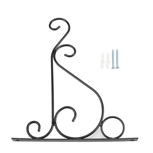 Produktbild: OKJHFD Hängende Pflanzenhalterung, 25 x 21 cm, an der Wand montierbarer Eisen-Pflanzenaufhänger, Hängehalterung, Blumenhaken für Hausgarten-Dekoration (Schwarz)