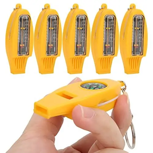 Produktbild: OKJHFD Mini-Taschenthermometer, 5 Stück, 4-in-1-Kompass, Thermometer, Lupe, Pfeife für Outdoor-Reisen, Camping, Wandern, Klettern
