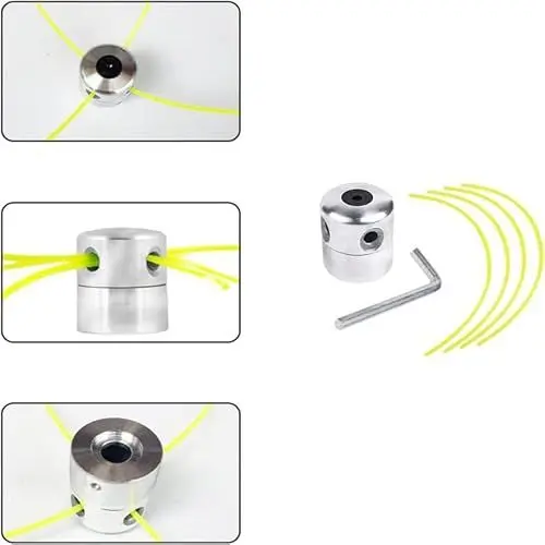 Produktbild: OKJHFD Trimmerkopf, langlebiger Universal-Trimmerkopf aus Aluminium mit Strimmerfaden-Set, professionelles Grasschneider-Zubehör für Rasenmäher