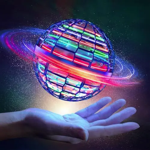 Produktbild: OKKIDY Fliegender Ball, Hand Controlled Hover Ball, LED Leuchten 360° Drehbare Flugzeug Spielzeug für Kinder Erwachsene Kinder Spielzeug ab 6 7 8 9 10 11 12+ Jahre - Blau