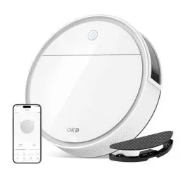 Produktbild: OKP Saugroboter, 5000Pa Staubsauger Roboter mit Präzise Entfernungsnavigation, 180Mins, HEPA-Filter, WLAN Roboterstaubsauger, Ideal für Tierhaare, Teppiche, Hartböden K5P