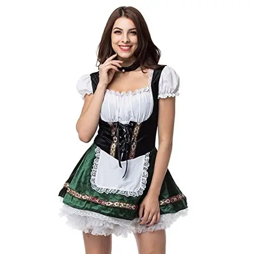 Produktbild: Bermuda Dirndl Damen Lang Günstig Smooth Grosse Damen Oktoberfest Damen Outfit Dirndl Schürze Schwarz Gold Dirndl Für Damen Schwarz Grün Dirndl Hellblau Trachtenhut Dirndl Sale Damen