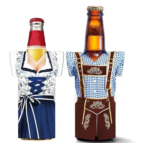Produktbild: Oktoberfest Deko, Oktoberfest Accessoires Bierflaschen Kühler Bierkühler (2er Pack) für 0,3l, 0,33l & 0,5l Langhaltende Kühle