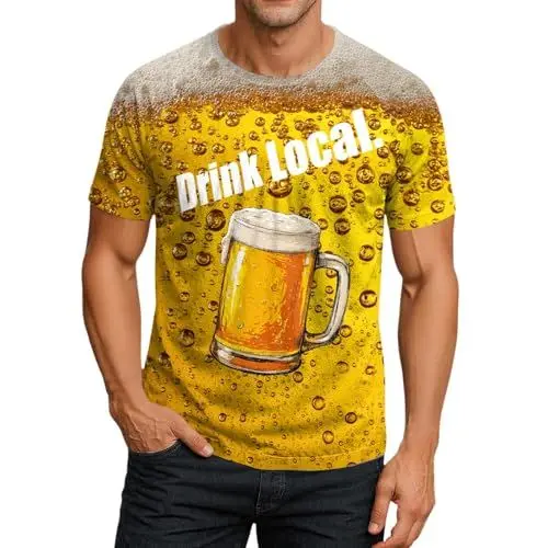 Produktbild: Oktoberfest Herren Outfit Herren T-Shirt 3D Druck Kurzarm Shirt Mit Bierkrug Leicht Und Bequem Perfekt FüR Oktoberfest Stilvolles Party-Outfit FüR MäNner Gelb M