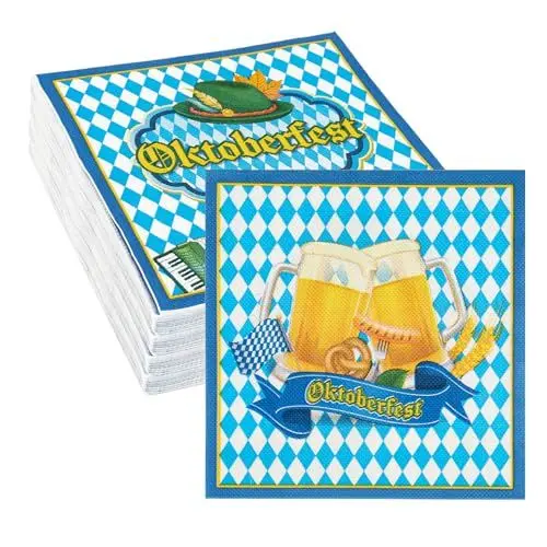 Produktbild: Oktoberfest Servietten,80 Stück Bayerische Servietten Oktoberfest Bayrisch Tischdeko Oktoberfest Deko Servietten für Oktoberfest Bierzelten Bayerische Tischdeko,33 x 33cm