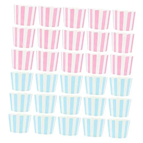 Produktbild: OKUMEYR 100 Stück Muffin-papierförmchen Kuchenpapierbehälter Streifenmuster Backförmchen