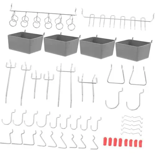 Produktbild: OKUMEYR Pegboard-haken-set 114-teiliges Sortiment Garagen-haken-set Robuste Werkzeughaken Aufbewahrungs-organizer Für Die Werkstatt