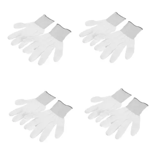 Produktbild: OKUMEYR 12 Paar PU-beschichtete Handschuhe Näh- Sicherheits- Arbeits- und Gartenhandschuhe strukturierter Griff lang leicht antistatisches Nylon für Quilter Elektroniklabore Krankenhäuser grau