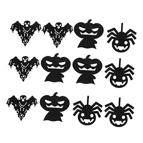 Produktbild: OKUMEYR 12st Halloween-kürbis-untersetzer Halloween-kürbisschalenmatten Esstisch Kürbis Untersetzer Tassenuntersetzer Fürs Auto Untersetzer Aus Kork Untersetzer Aus Filz Filzstoff Black