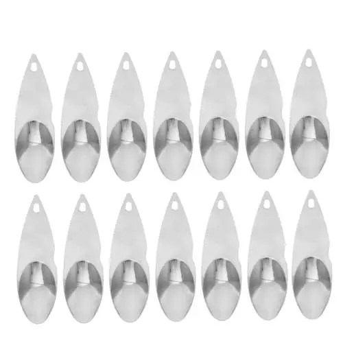 Produktbild: OKUMEYR 14st Kiwi-grablöffel Kiwi-schöpfer Kiwi-schäler-Werkzeug Kiwi-entkerner Kiwi- Kiwi-löffelschaufeln Kiwischneider Kiwi-ausstecherlöffel Kiwi-Splitter 430er Edelstahl Silver