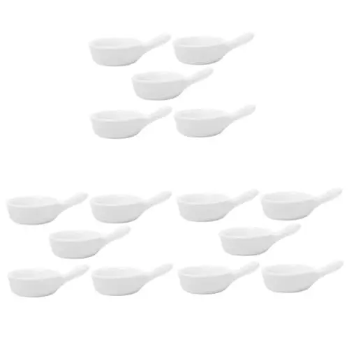 Produktbild: OKUMEYR 15 STK Untertasse Aus Keramik Mit Henkel Dip-Sauce-Becher Schalen Mit Sojasauce Dekorative Tauchteller Multifunktions-gewürzschale Mehrzweck-saucenschalen Gerichte Zubereiten Weiß