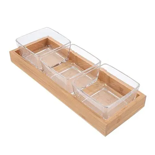 Produktbild: OKUMEYR 1Stk Ablagefach amp share nuts hausdeko nuttalla buhafruts geteilte Obstschale Nuss Serviertablett Servierschale Snack-Aufbewahrungsschale Tablett mit getrockneten Früchten Holz