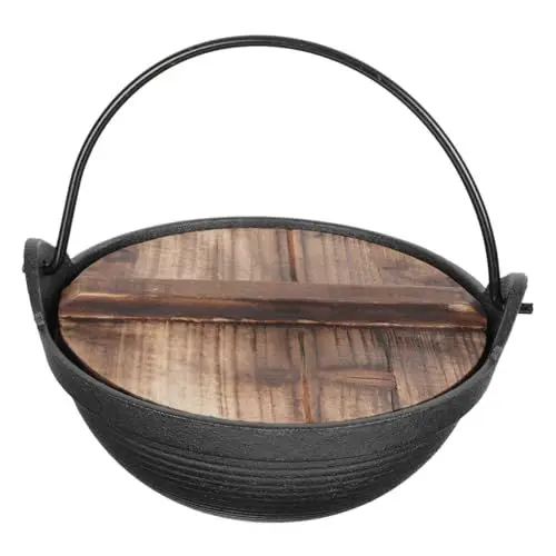 Produktbild: OKUMEYR 1Stk Japanischer königi könige Kochutensilien instant nudeln swor Sukiyaki-Pfanne Suppentopf kochen schnellkochtopf Wanderkochgeschirr hängendes Kochgeschirr Eisen Black