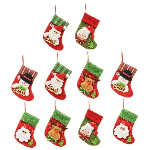 Produktbild: OKUMEYR Weihnachtsbaumschmuck 1 Set 10 Stück Weihnachtsstrumpfbeutel Weihnachtssüßigkeiten Partydekoration Zufälliger Stil