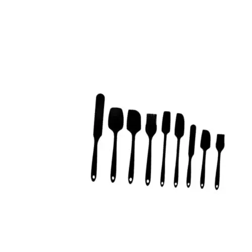Produktbild: OKUMEYR 1 Satz 9tlg Spachtel Aus Silikon Kochspatel Backschaber Spachtel Backwerkzeug Küchenutensilien Gebäck Spachtel Rührspatel Schaber Zum Backen Backutensilien Kieselgel Black