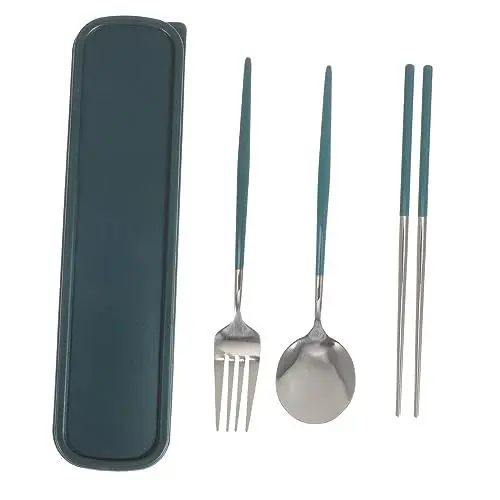 Produktbild: OKUMEYR 1 Satz Besteck Für Unterwegs Tragbares Outdoor-geschirr Mit Aufbewahrungsbox Besteckset Für Camping Und Reisen Enthält Löffel Essstäbchen