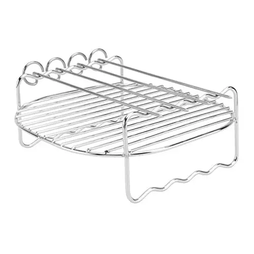 Produktbild: OKUMEYR 1 Satz Grillrost aus Edelstahl Korb Dampfgarer Backgestell edelstahlrost edelstahlgrill Heißluftfritteuse Elektrogrill Grillständer Edelstahlgestell Rostfreier Stahl Silver