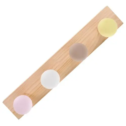 Produktbild: OKUMEYR Robuste Wandhaken aus Holz für die Tür Kleiderbügel einzigartiges Macaron-Farbdesign für Schlafzimmer Badezimmer Wohnzimmer