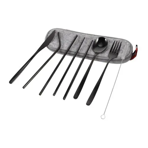 Produktbild: OKUMEYR Outdoor-geschirr-set Aus Löffel Stäbchen Stroh Reinigungsbürste Robustes Tragbares Geschirr
