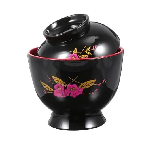 Produktbild: OKUMEYR 1 Stk Miso-Suppe mit Gewinde japanische reisschale Getreide schalen Besteck plastikschalen buffet exquisite Schale japanische Miso-Schüssel Mit Deckel Suppenschüssel Ramen-Schüssel