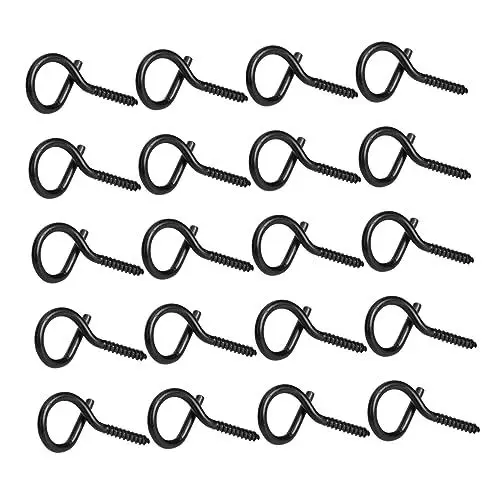 Produktbild: OKUMEYR 20St Schafs augen ring haken Ösenstift mit Gewinde Augenschraube Ösenhaken aufhängehaken decken haken selbstschneidende schrauben Ösenschraube schwere Schraubaugenhaken Eisen Black