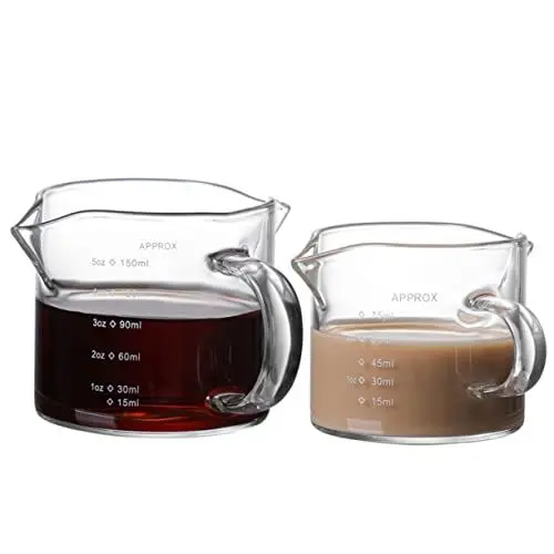 Produktbild: OKUMEYR 2-teiliges Messbecher-set Aus Glas Behälter Kaffeetasse Waage Für Genaue Flüssigkeitsmessung