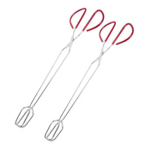 Produktbild: OKUMEYR 2St Holzkohleclip Küchenscherenzange Grillwerkzeuge zusätzliche Küchenzange BBQ-Scherenzange grillgabel grill werkzeug Grillzange aus Edelstahl Grillclip aus Edelstahl Gummi rot