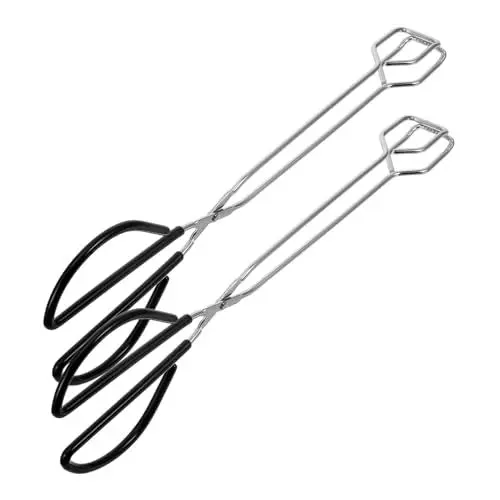 Produktbild: OKUMEYR 2St Kohleclip Grillzange verbandsschere grillrein grilz Brotklammern außen Grilltoaster zubehör lebensmittelzange aus edelstahl Mehrzweck-Lebensmittelclips Rostfreier Stahl Black